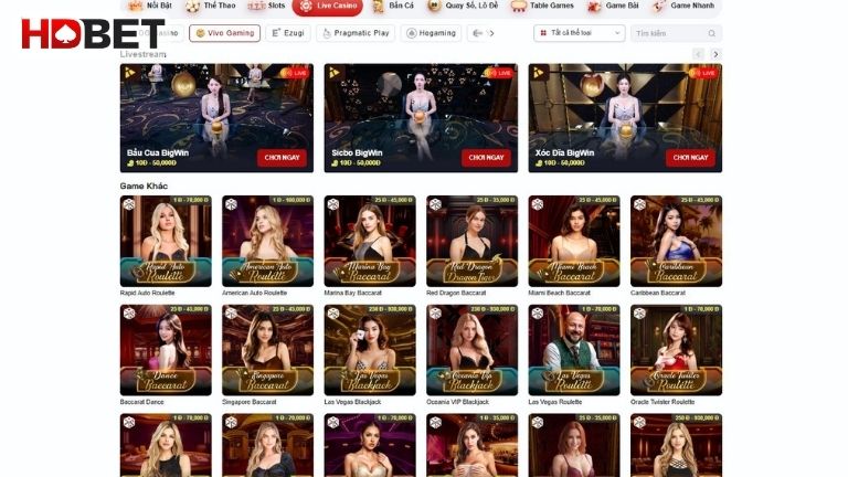 Cac Tro Choi Vivo Gaming Noi Bat Tai Hdbet